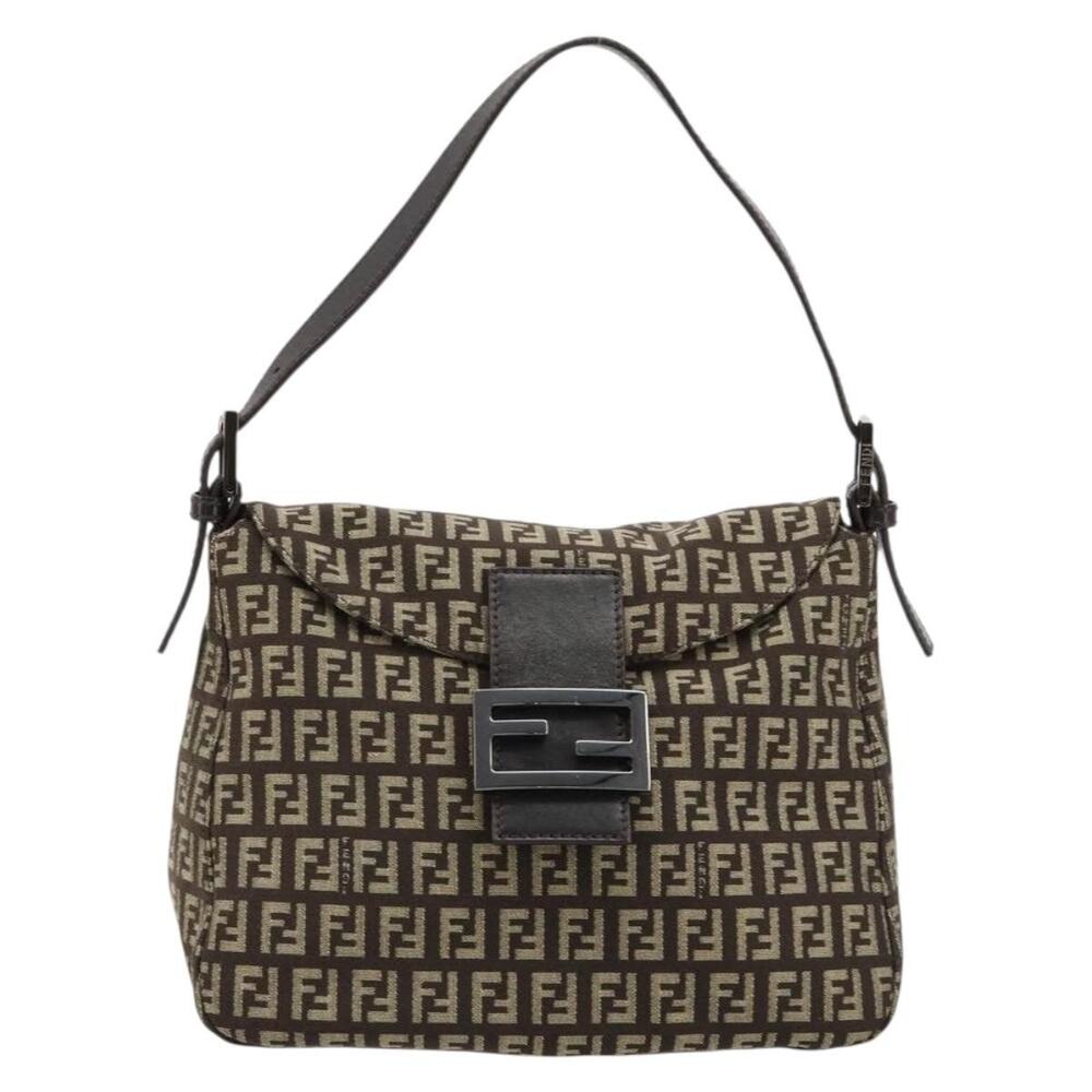 Fendi Zucchino Mamma Baguette Shoulder Bag Silver